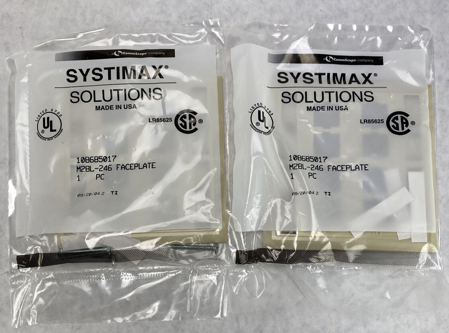 Lot( 2 ) Systimax 108685017 L Type M28L-246 8-Port Flush Mounted Faceplate Ivory