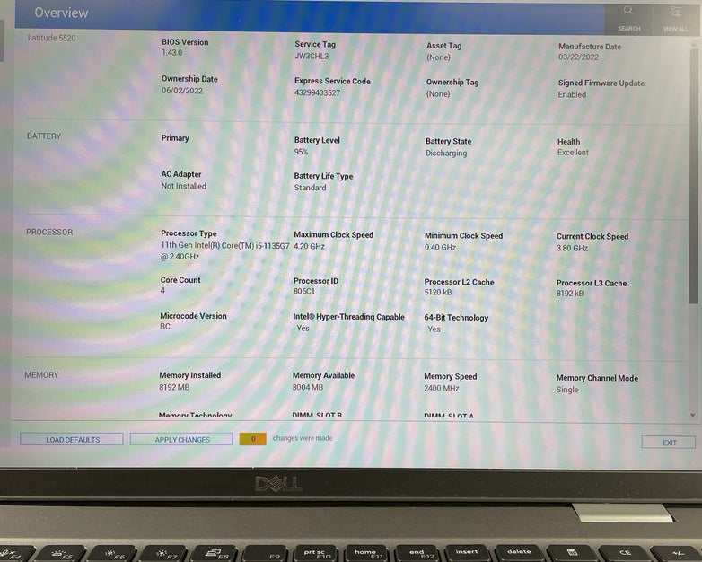Dell Latitude 5520 15.6" i5-1135G7 2.40 GHz 8 GB RAM No SSD/OS/AC - Worn Keys