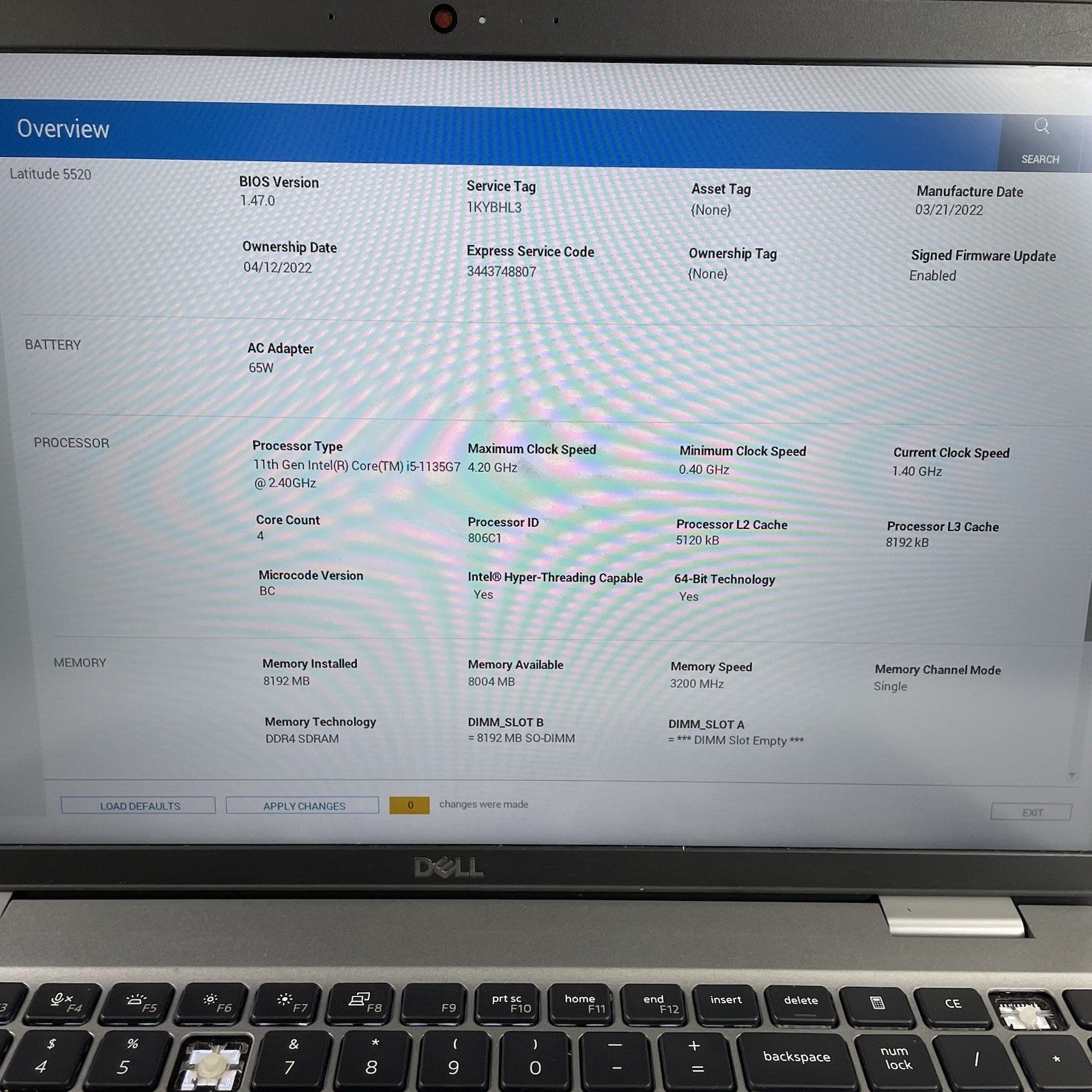 Dell Latitude 5520 15.6" i5-1135G7 2.40GHz 8GB RAM No SSD/OS/Batt - Missing Keys4