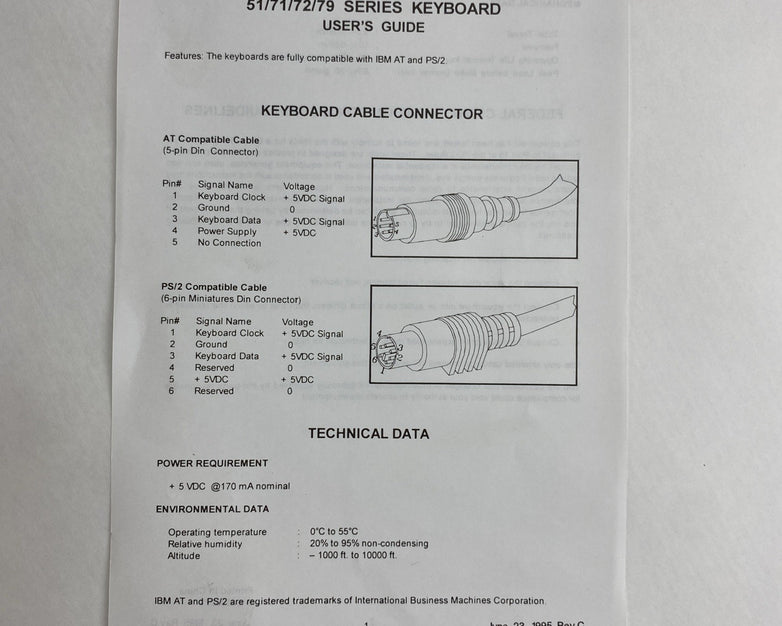 Vintage BTC 5140 Windows 95 Certified AT Membrane Keyboard - Open Box and Tested