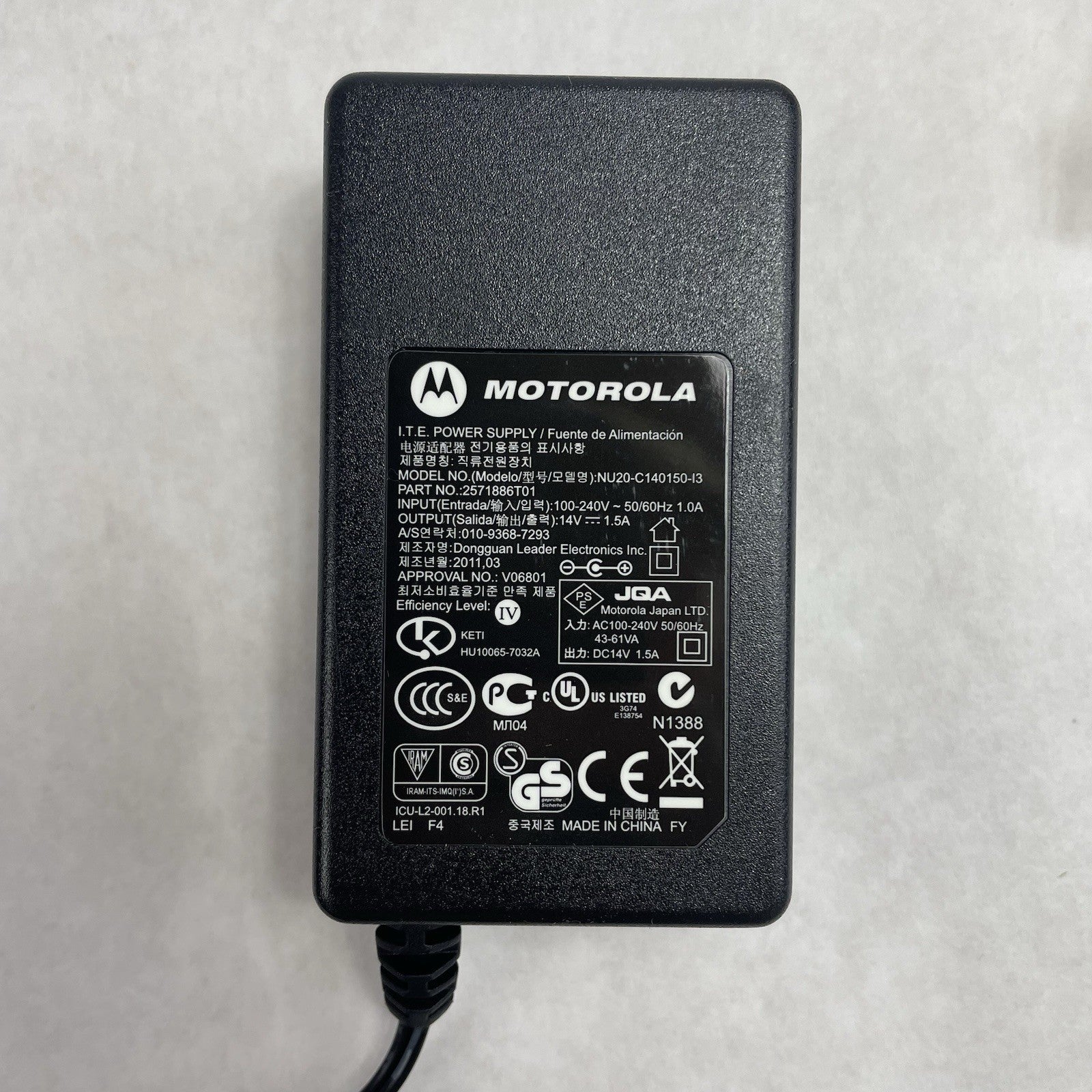 Genuine Motorola 2571886T01 AC Power Supply Adapter 14V 1.5A  T6-B9 Lot of 10