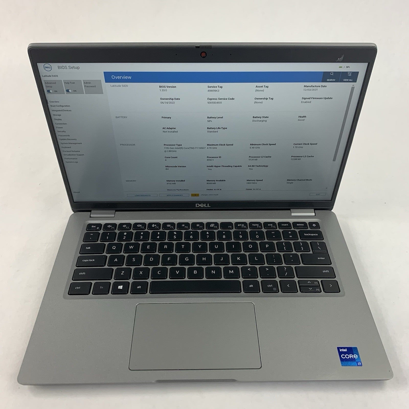 Dell Latitude 5420 14" Laptop  i7-1165G7 2.8 GHz 8 GB RAM No OS/SSD/AC1