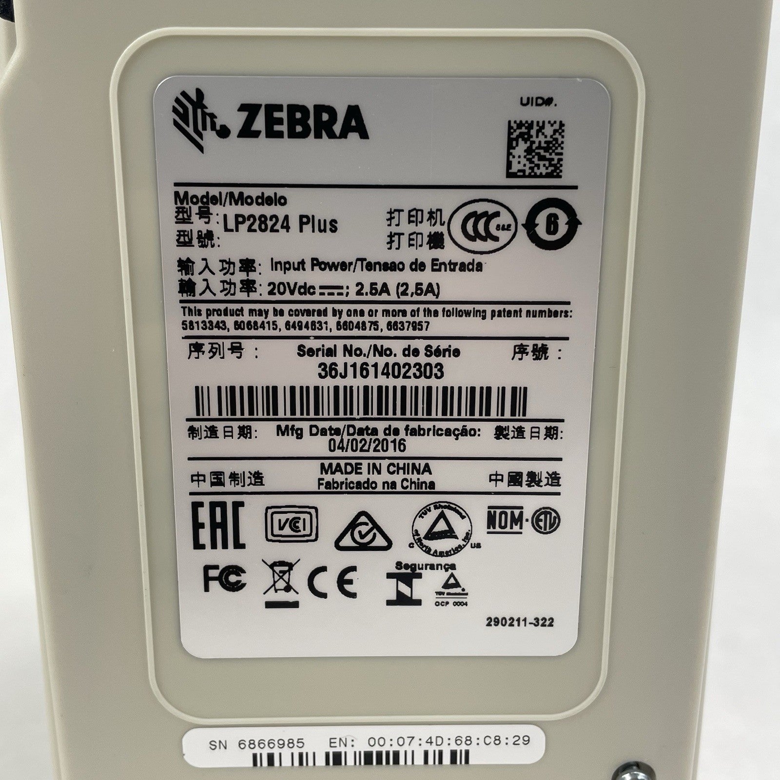 Zebra LP 2824 Z Direct Thermal Barcode Label Printer Tested For Parts No Clamps