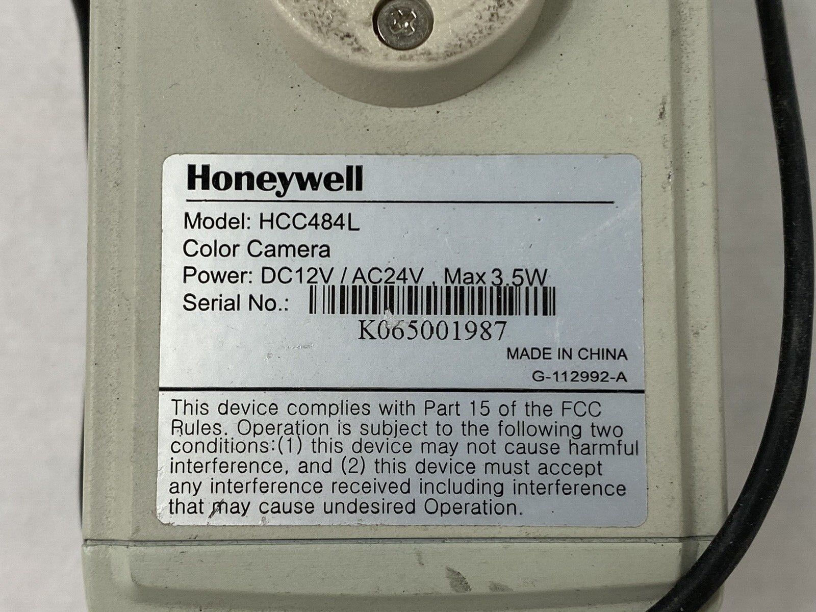 Honeywell HCC484L CCTV Color Camera 1/3" 1.8-3.6mm Lens For Parts or Repair