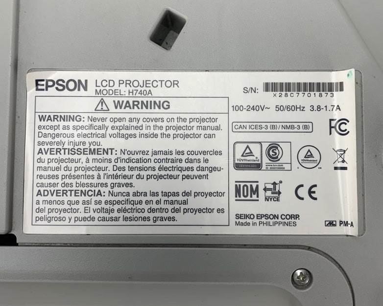 Epson PowerLite 695Wi H740A LCD Lamp Projector 2423 Lamp Hours - No Remote