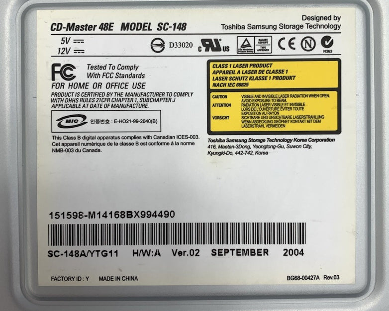 Toshiba Samsung CD-Master 48E SC-148 CD Rom Disc Drive