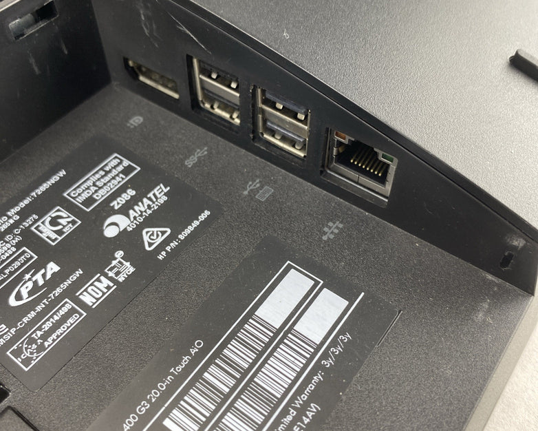 HP ProOne 400 G3 AIO 20" Touch Quad Core i5-7500T 2.70GHz 8GB Ram No AC HDD OS