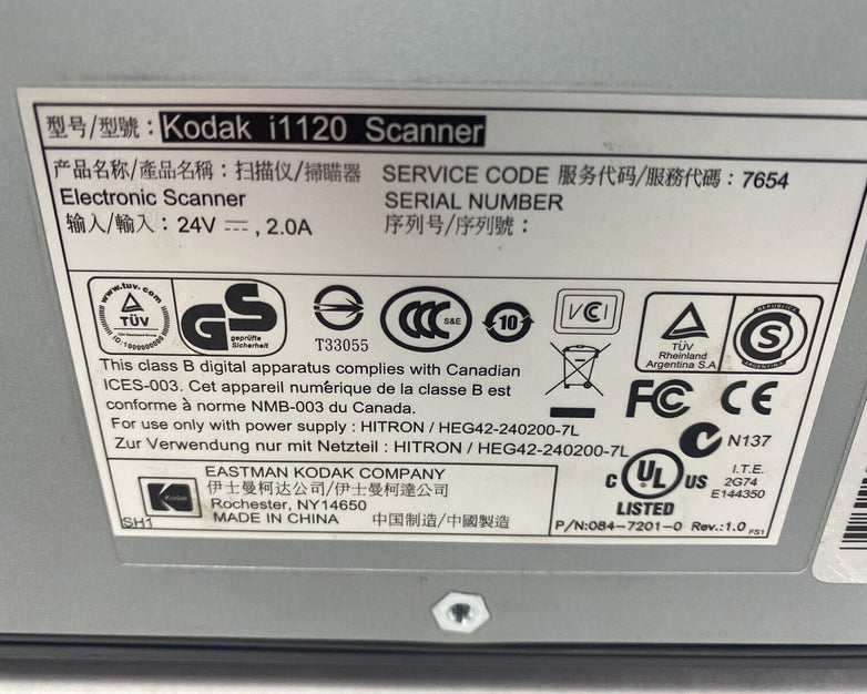 Kodak ScanMate i1120 Document Color Scanner No Input Tray Untested