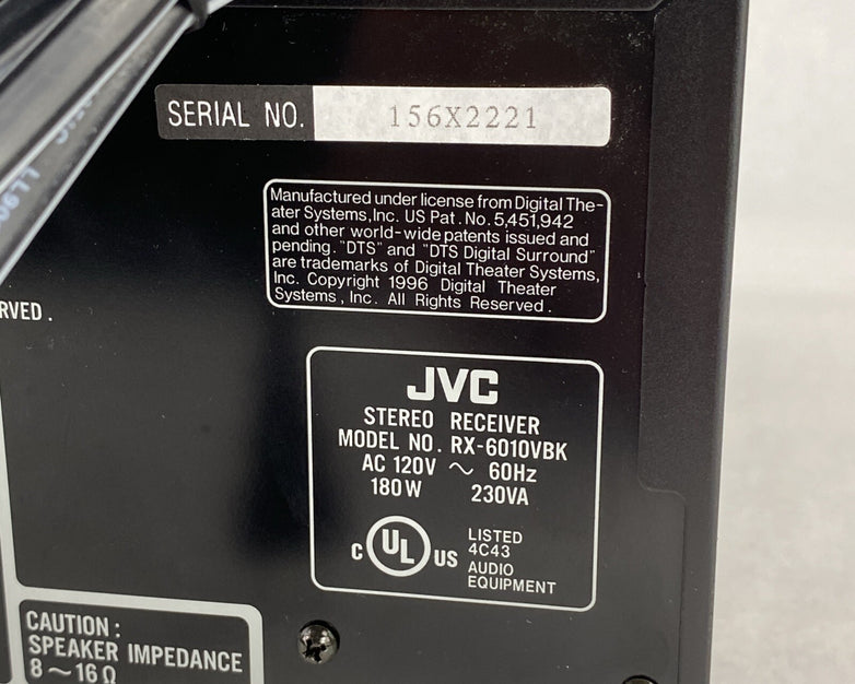 JVC RX-6010V Audio/Video Control Receiver No Remote