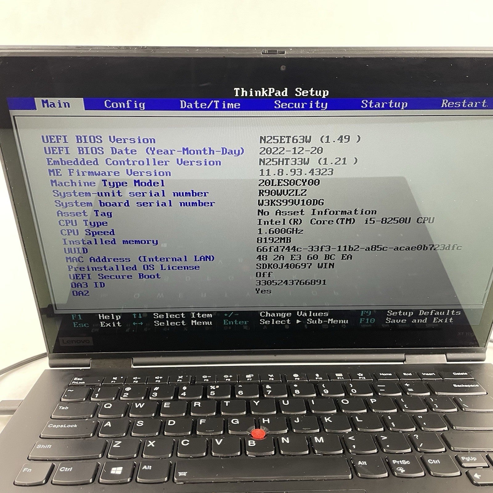 Lenovo X1 Yoga Gen 3 13.3" i5-8250U 1.60 GHz 8 GB RAM No SSD No OS - READ3