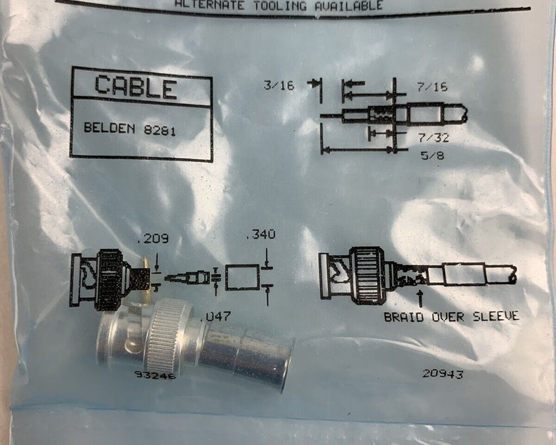 AMP 4-331350-0 BNC8281M Connector Coax BNC Crimp Plug Lot of 5 New