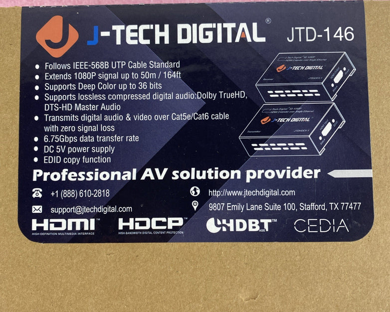 J-Tech Digital JTDHDEX-1 3D 10180P HDMI Extender