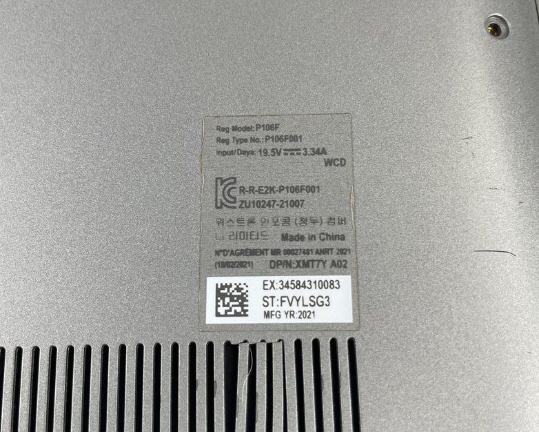 Dell Inspirton 15 5510 15.6" i5-11320H 3.20GHz 8GB RAM No SSD/OS/AC - Bad Bottom