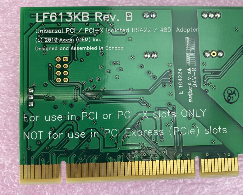 Axxon LF749KB REV. B PCI 1port Galvanically Isolated RS422/RS485 Serial Adapter
