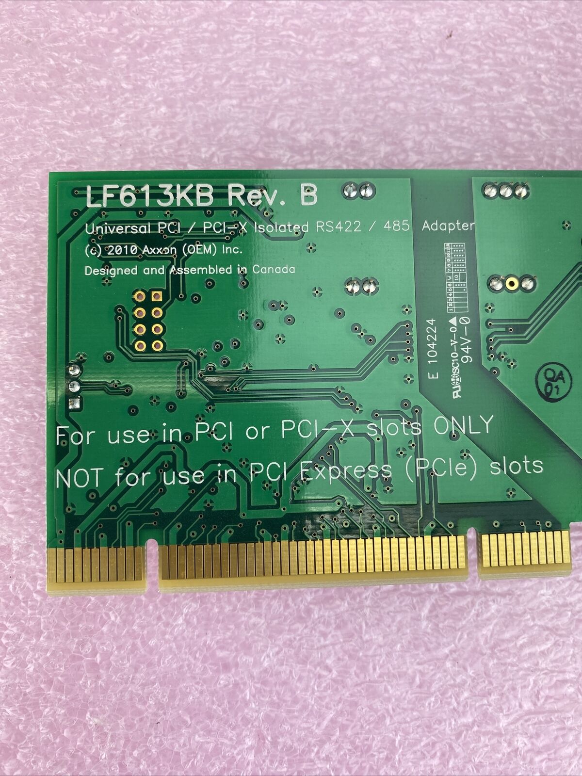 Axxon LF749KB REV. B PCI 1port Galvanically Isolated RS422/RS485 Serial Adapter