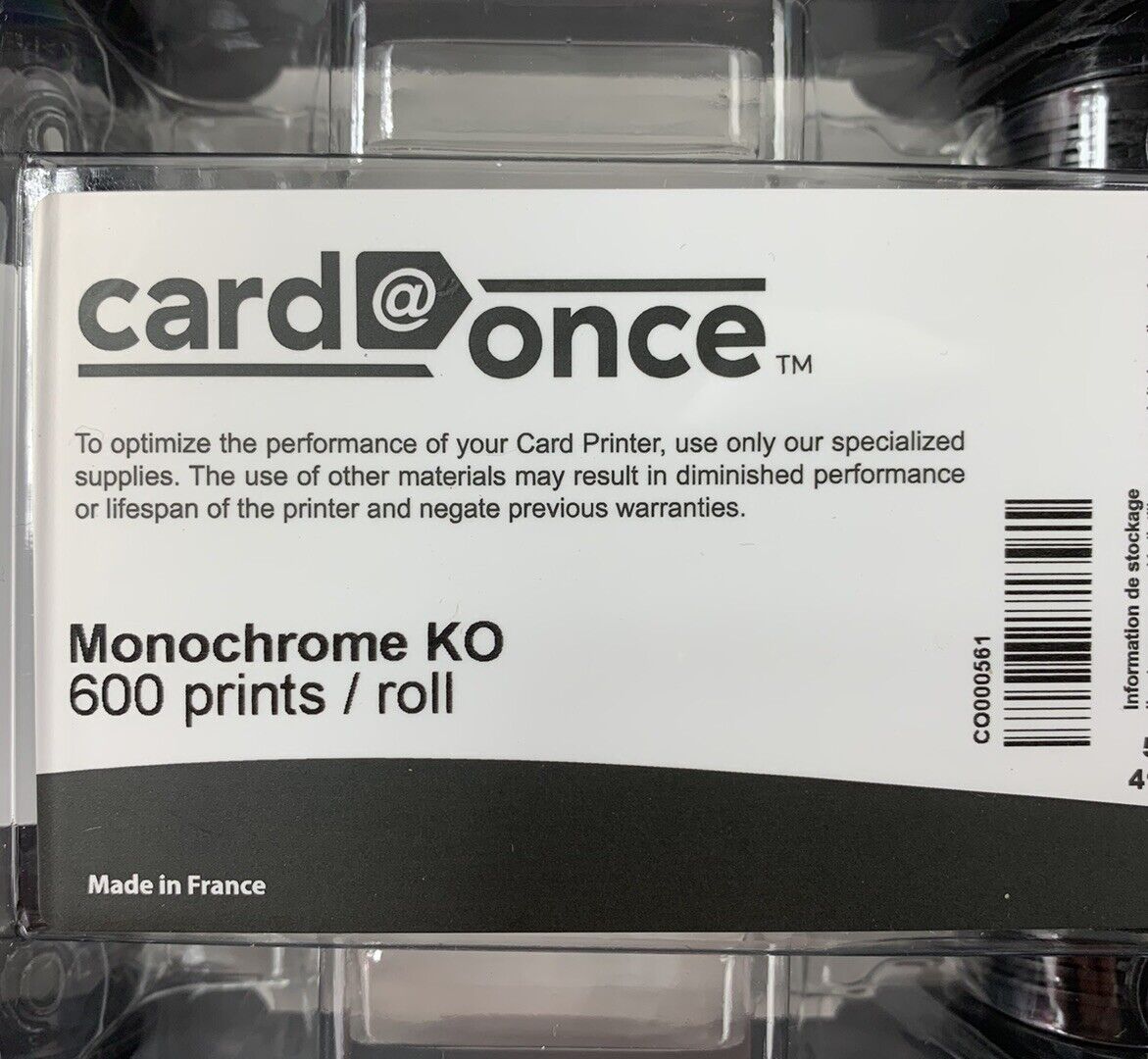 Card@Once R2F010P00095 Monochrome KO 600 Prints / Roll Ribbon Cartridge