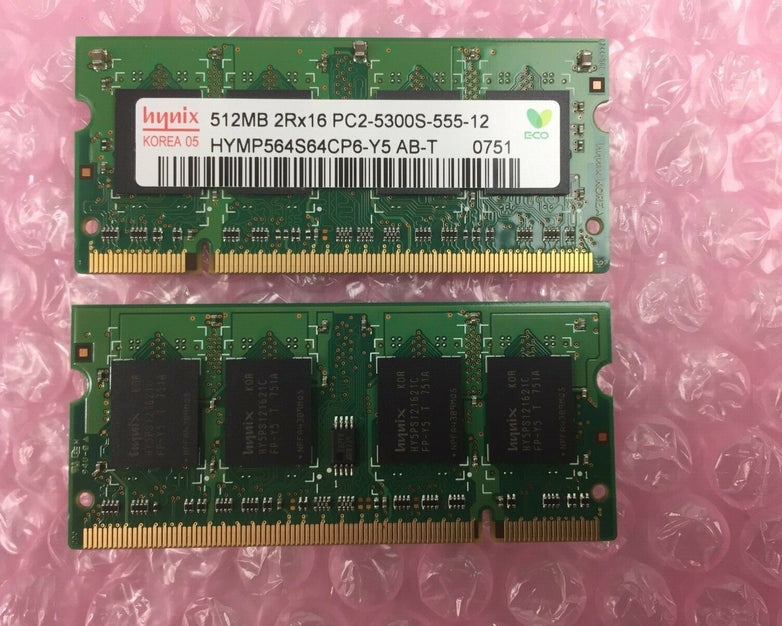 Lot of 2 Hynix 512MB 2Rx16 PC2-5300S-555-12 HYMP564S64CP6-Y5 AB-T 0751
