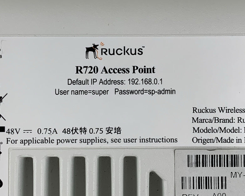 Ruckus R720 802.11ac Wireless Indoor Access Point Tested Reset No Cords or Mount