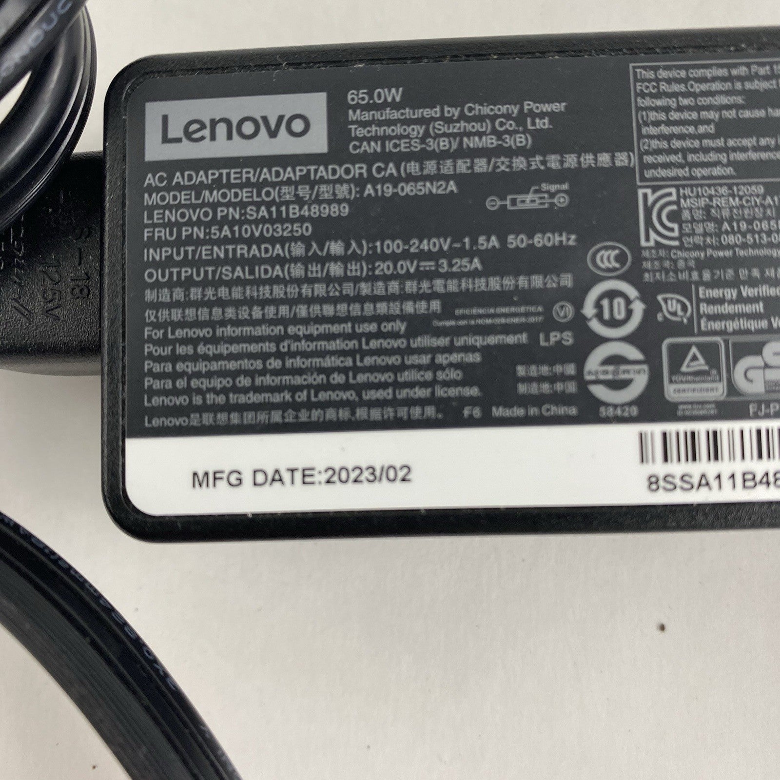 Lenovo A19-065N2A 65W AC Adapter Yellow Square Tip Lot of 56
