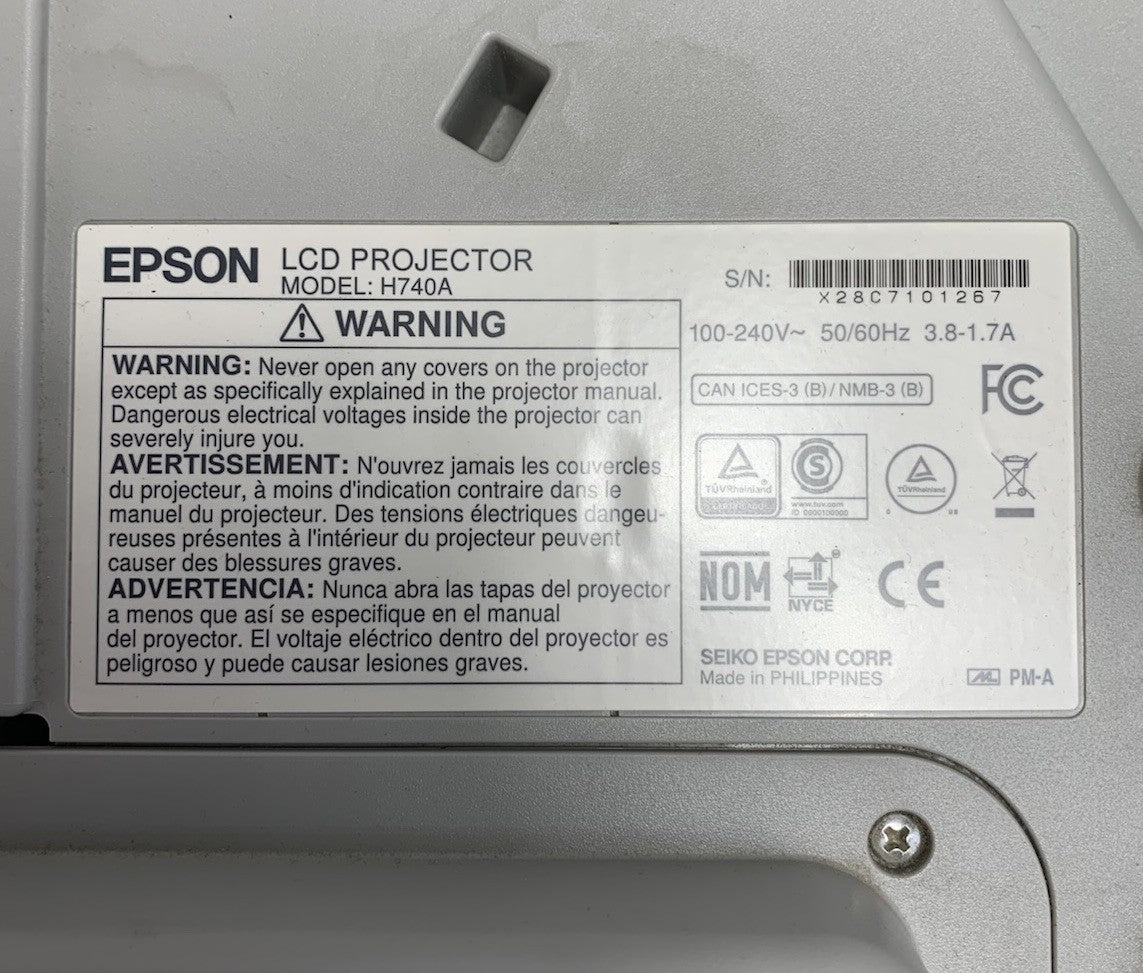 Epson PowerLite 695Wi H740A LCD Lamp Projector 828 Lamp Hours - No Remote7