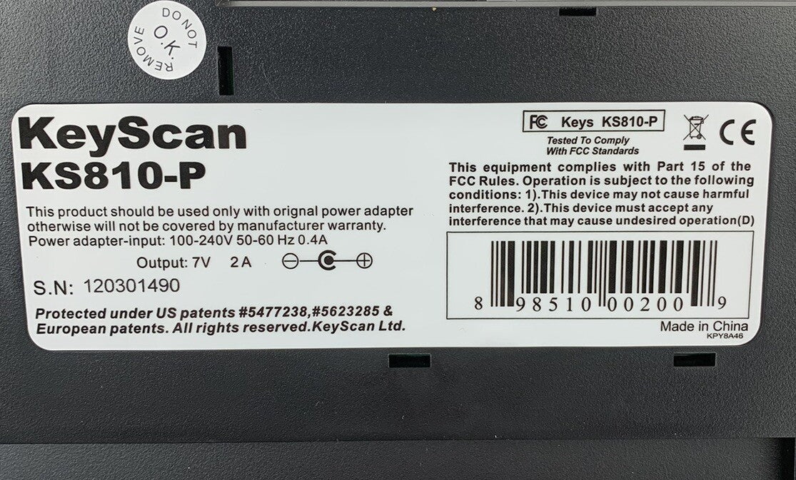 KeyScan KS810-P Imaging-Keyboard NoTouch-Autoscan Technology