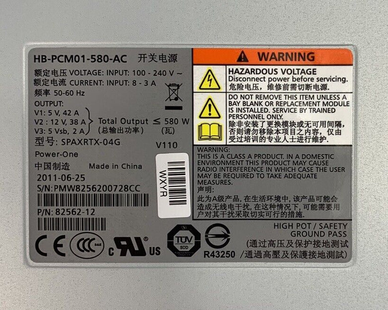 Netapp HB-PCM01-580-AC 580W Power Supply