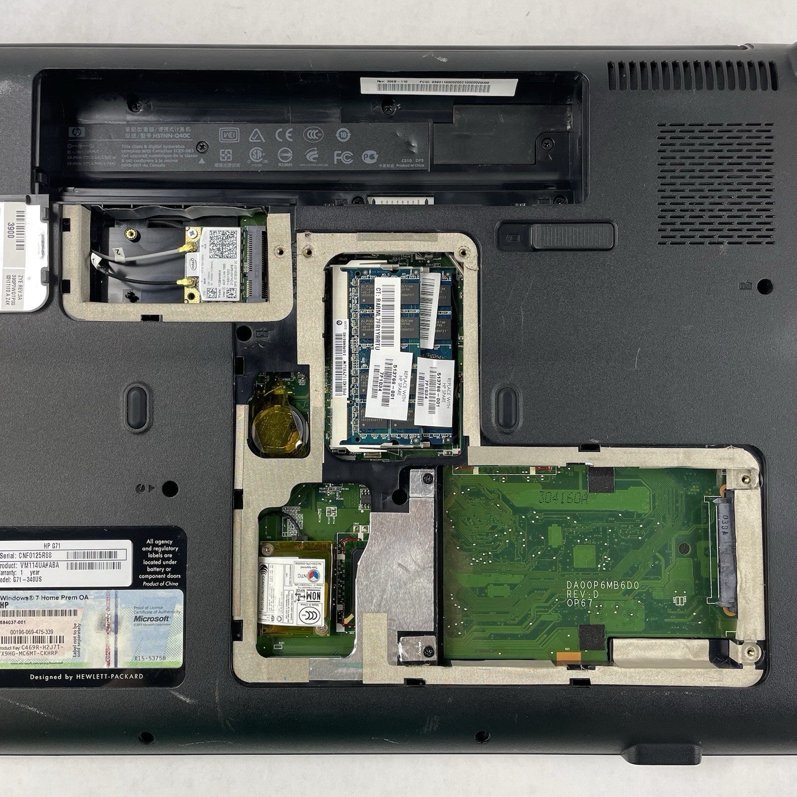 HP G71 NoteBook 16.9" Core 2 Duo t6600 2.20 GHz 4 GB RAM No SSD/OS/AC/Battery20