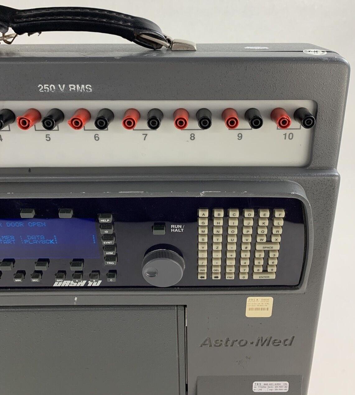 Astro-Med Dash 10 250v RMS Data Logger Powers On4