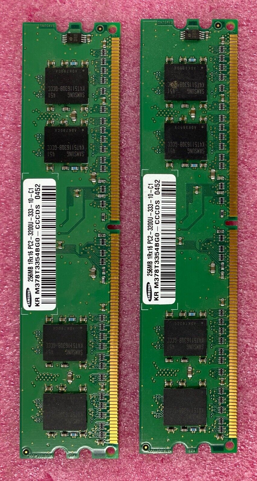 Lot( 2 ) Samsung M378T3354BG0 256MB DDR2 400Mhz PC2-3200U 240 Pin Memory RAM