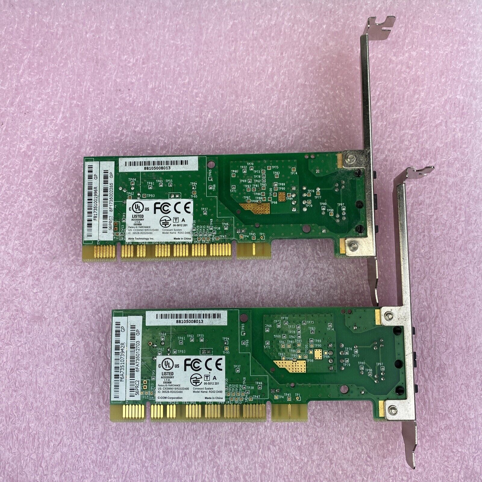 Lot of 2 Conexant RD02-D490 modem PCI cards 56PRC2