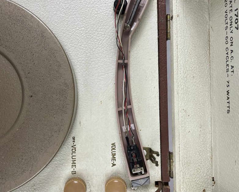 Symphonic Model 1707 Portable Stereo Record Player Broken Tonearm Tested