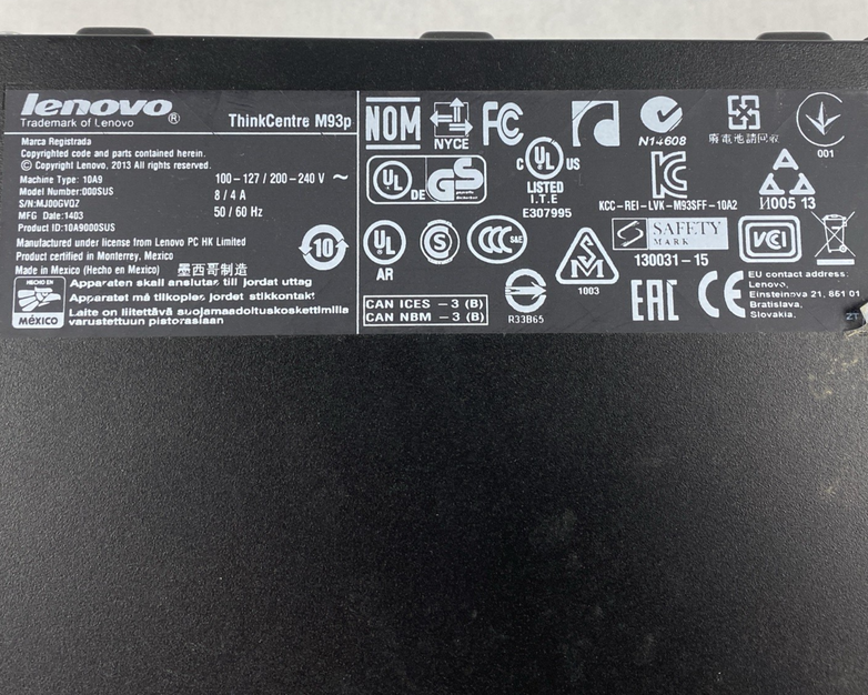 Lenovo ThinkCentre M93P SFF Intel Core i5-4570 3.20GHz 8GB RAM No HDD No OS