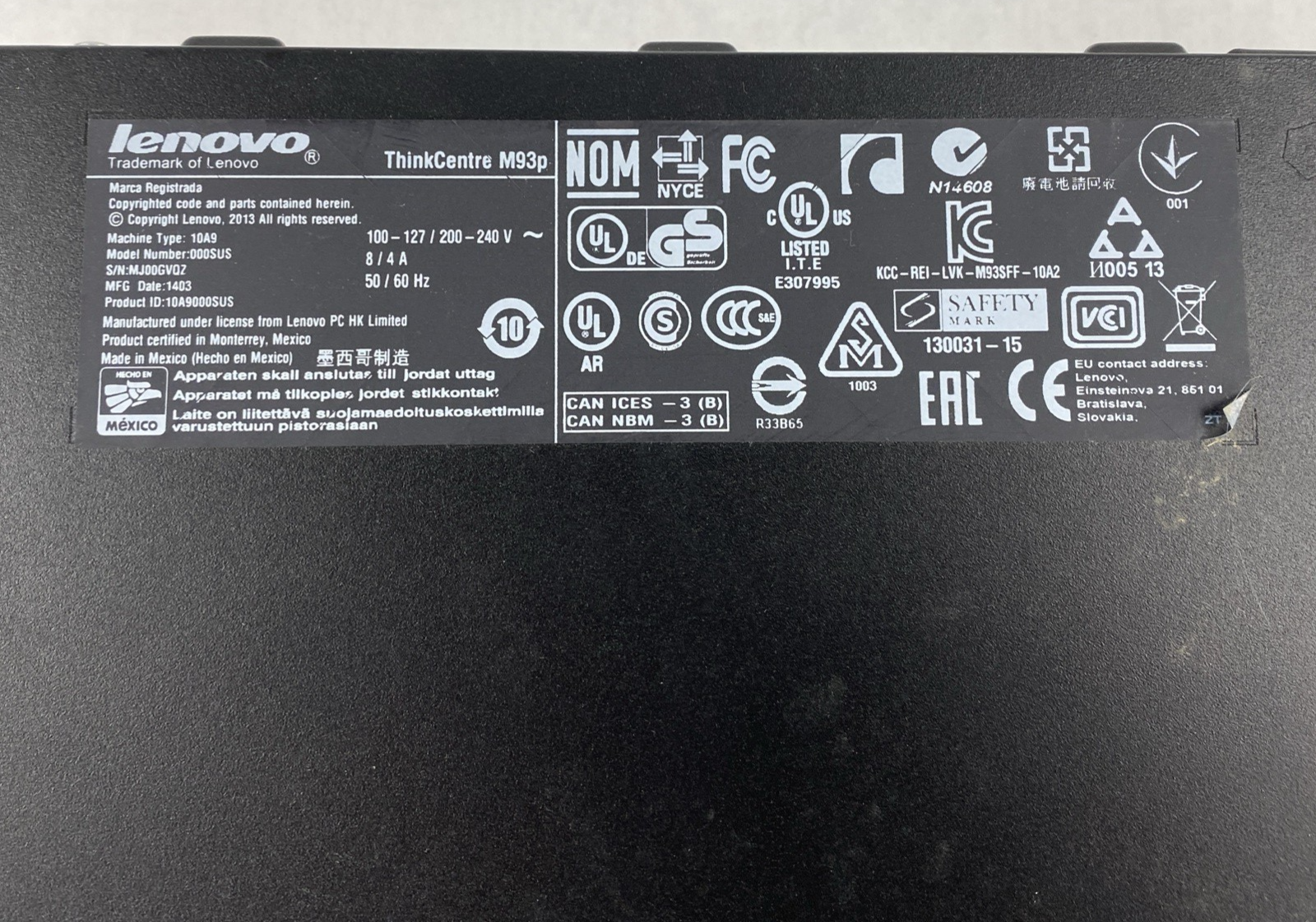 Lenovo ThinkCentre M93P SFF Intel Core i5-4570 3.20GHz 8GB RAM No HDD No OS