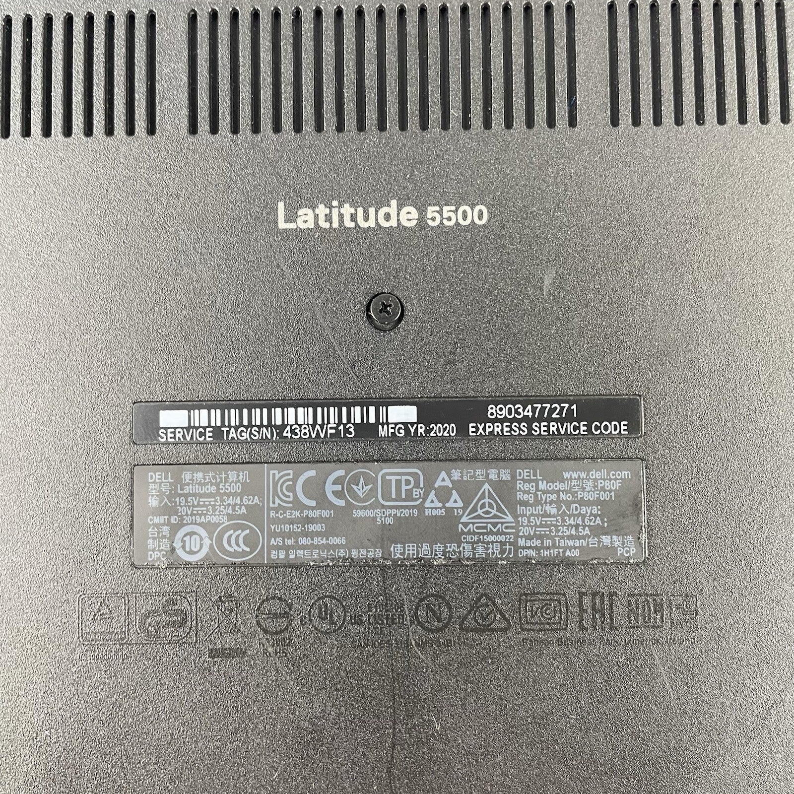 Dell Latitude 5500 15.6" i5-8265U 1.60 GHz 8 GB RAM No SSD/OS/AC15