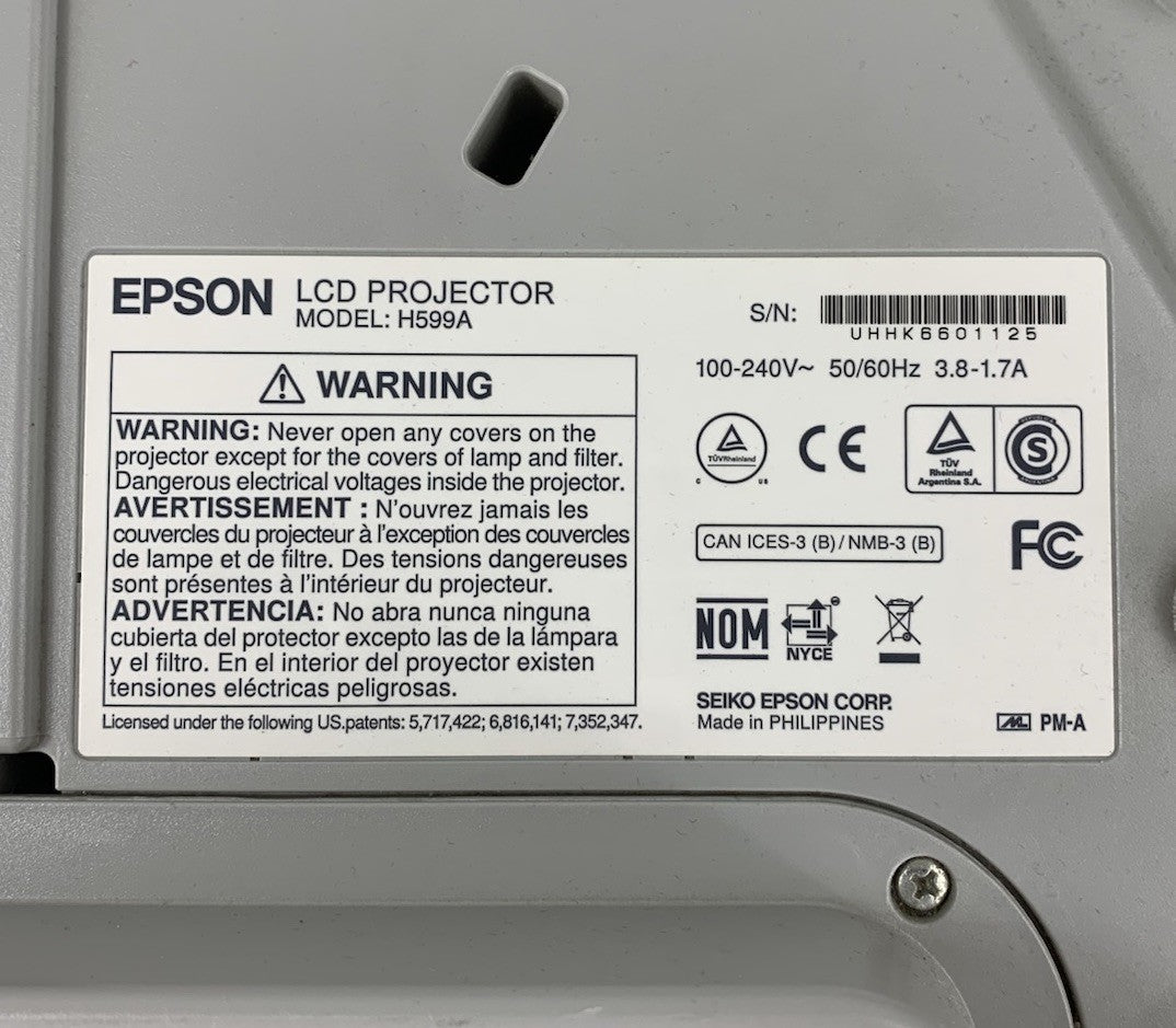 Epson BrightLink 595Wi H599A LCD Lamp Projector 1923 Lamp Hours - No Remote7