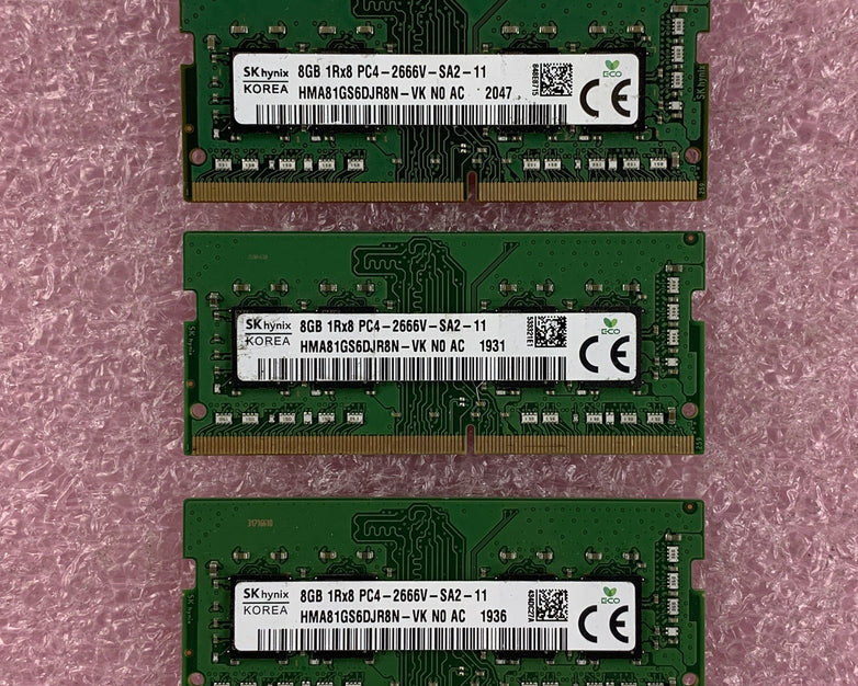 SK Hynix HMA81GS6CJR8N-VK 8 GB PC4-2666V DDR4 Laptop Memory RAM Lot of 3
