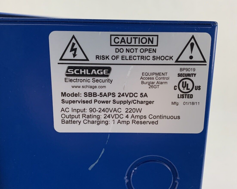 Schlage SBB-5APS Bright Blue Supervised Power Supply SBB-5 w/ Keys