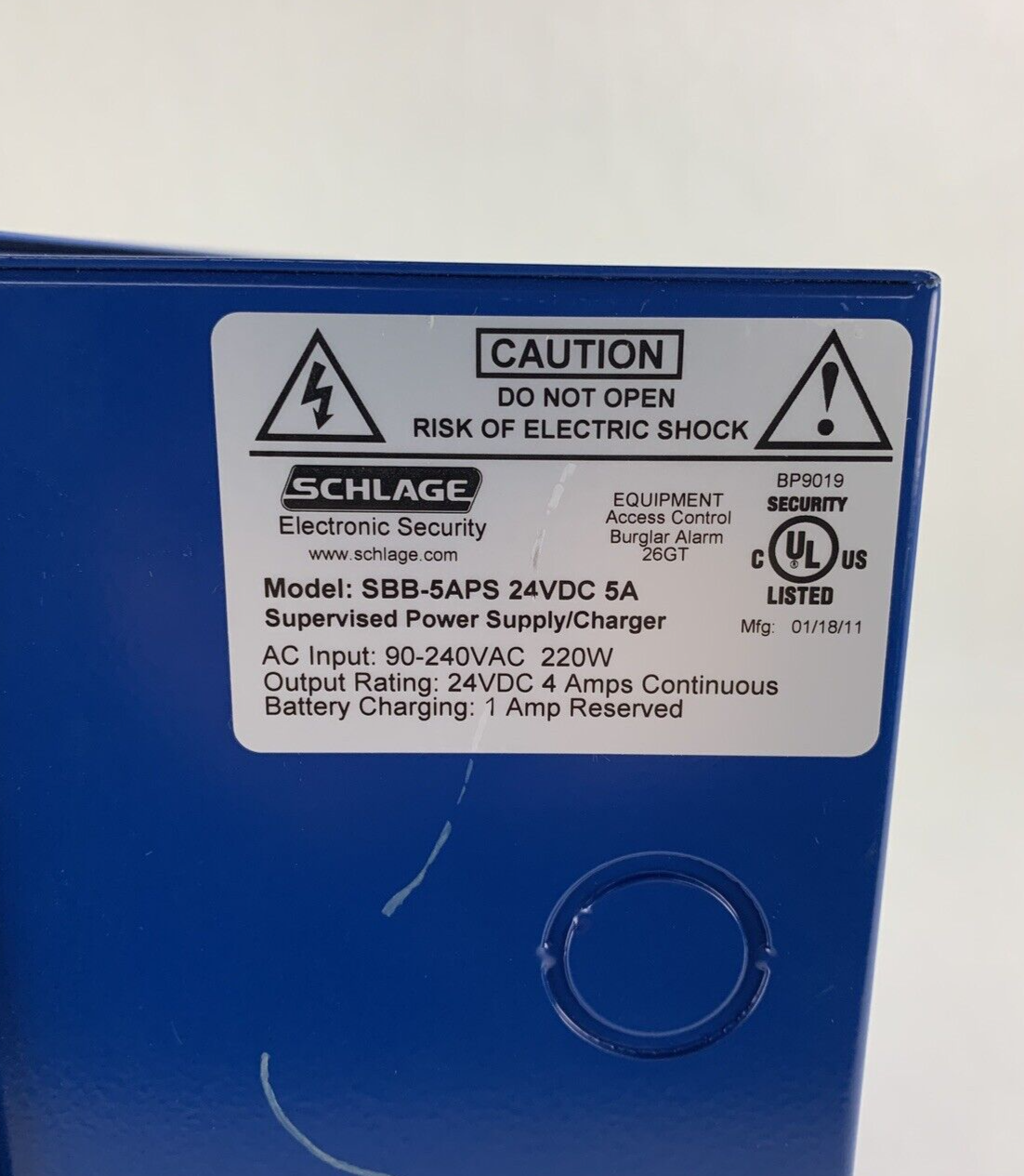 Schlage SBB-5APS Bright Blue Supervised Power Supply SBB-5 w/ Keys