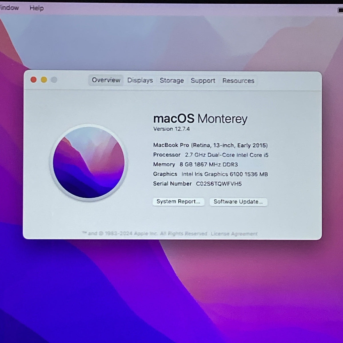 Apple MacBook Pro A1502 2015 Retina 13" i5 8GB RAM 250GB SSD - Service Battery1