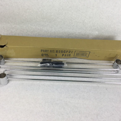 NEXEL Chrome Shelving Bar for Wired Shelving 1 Pair 655CP21 w/4 Shelf Clips