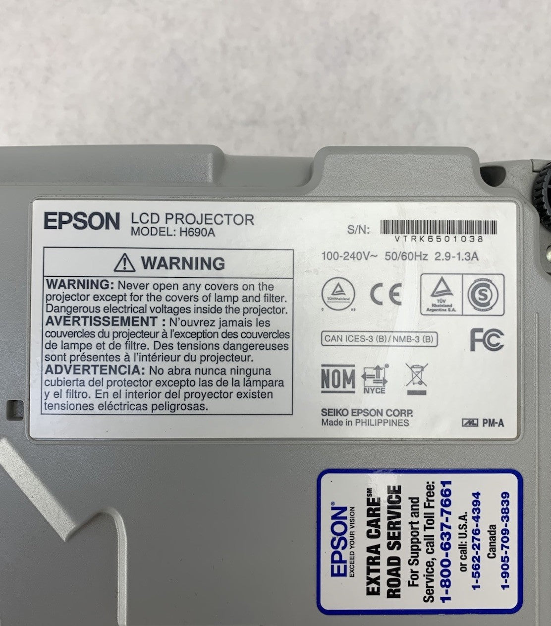 Epson PowerLite W29 H690A LCD Lamp Projector 3443 Lamp Hours - No Remote8