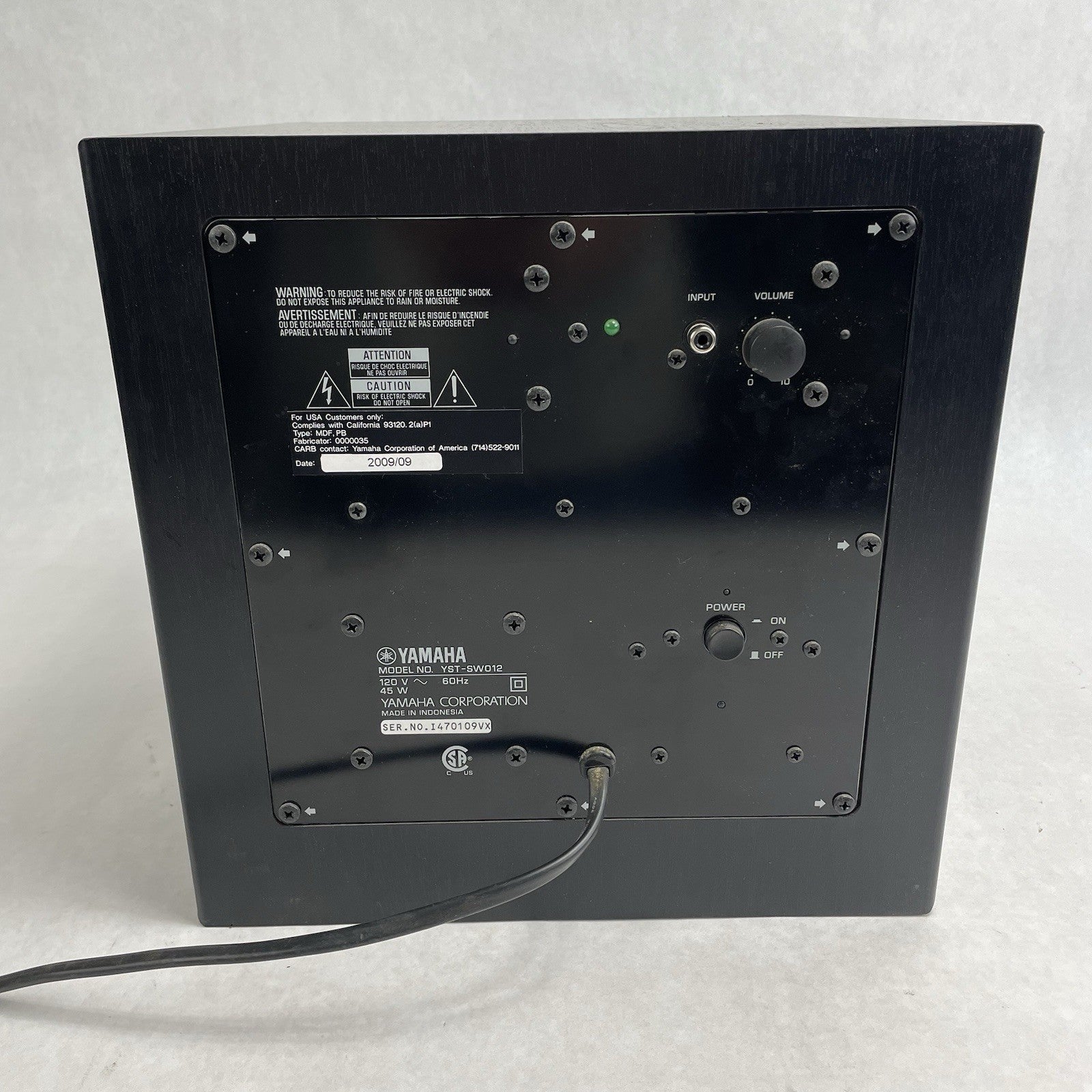 Yamaha YST-SW012 Active Subwoofer Speaker System Black Tested