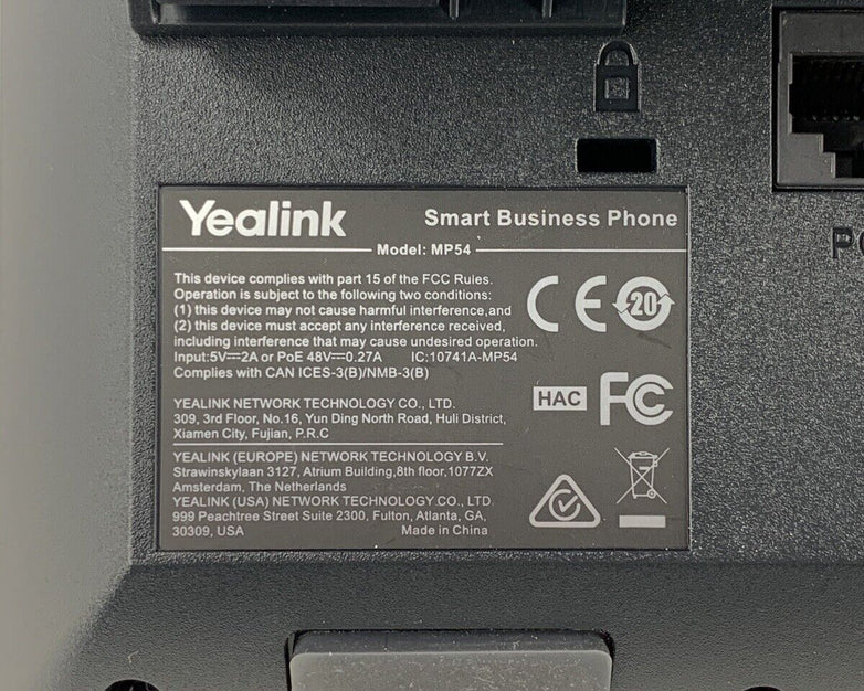 Yealink MP54 Smart Business Phone Factory Reset W/ Stand and Handset