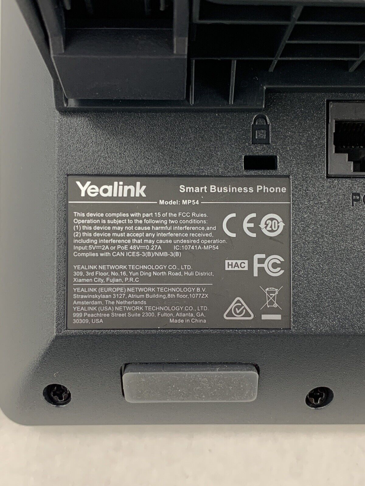 Yealink MP54 Smart Business Phone Factory Reset W/ Stand and Handset
