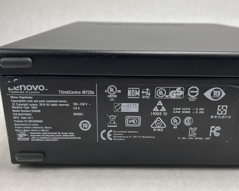 Lenovo ThinkCentre M720S Intel i5-8500 3.00 GHz 8 GB RAM No HDD No OS
