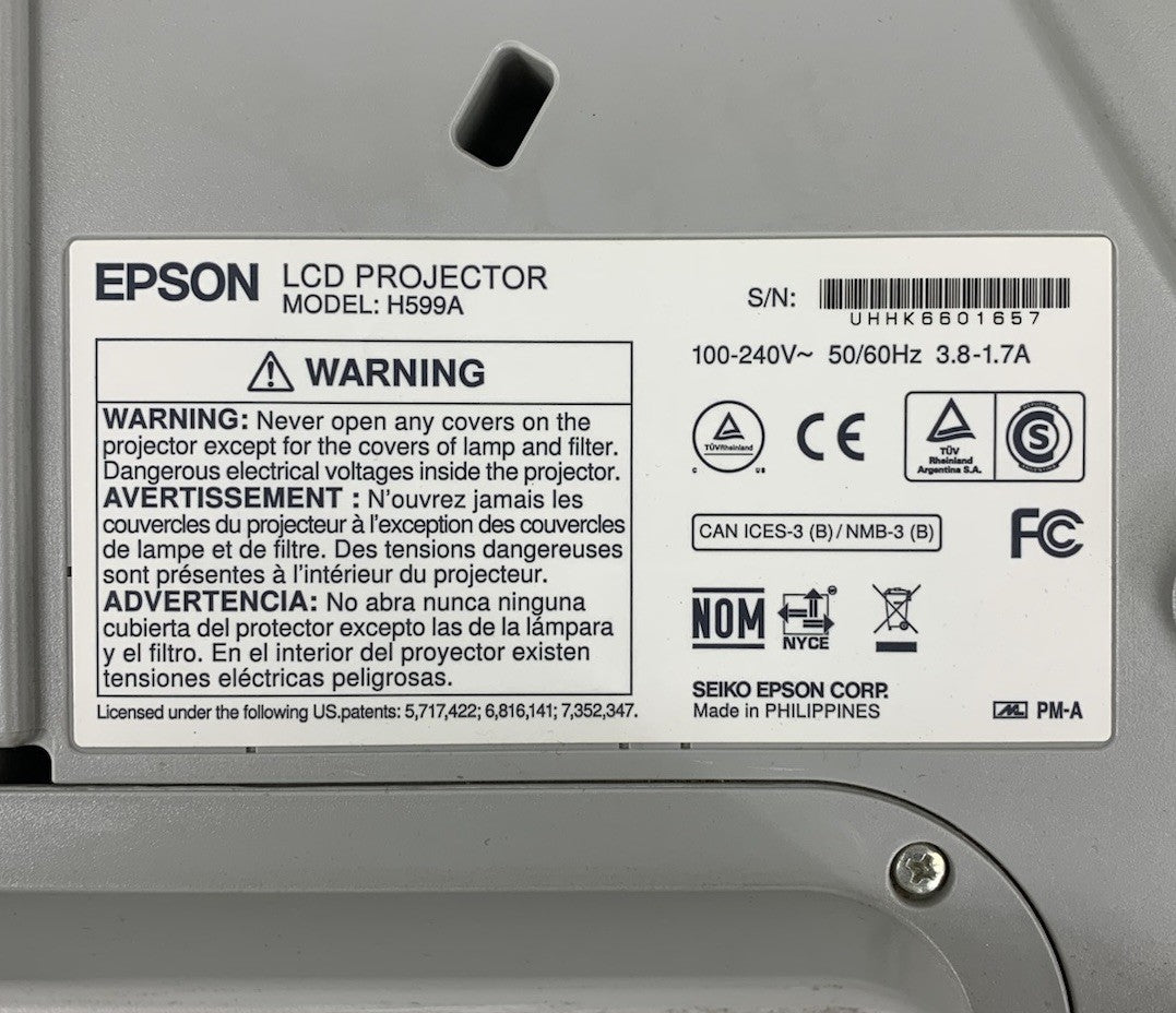 Epson BrightLink 595Wi H599A LCD Lamp Projector 3393 Lamp Hours - No Remote7