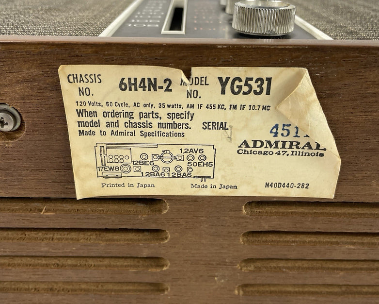 Admiral Tube Radio Model YG531 Mid-Century Wood Tested