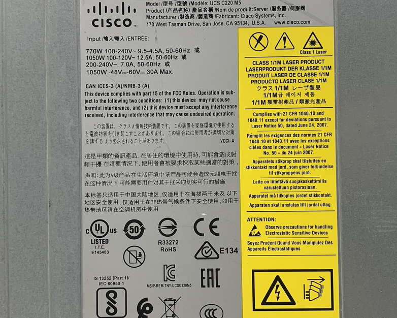 Cisco BE6000M UCSC-C220-M5SX Server 1x Silver 4114 2.2 GHz 32GB Ram No OS No HDD