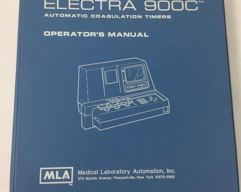 Medical Laboratory Operators Manual for Electra 900 and 900C