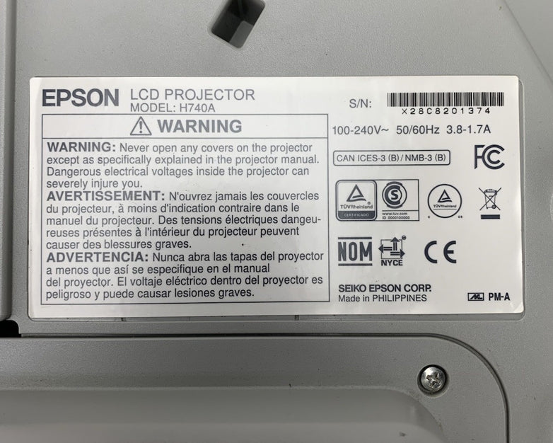 Epson PowerLite 695Wi H740A LCD Lamp Projector 33 Lamp Hours - No Remote